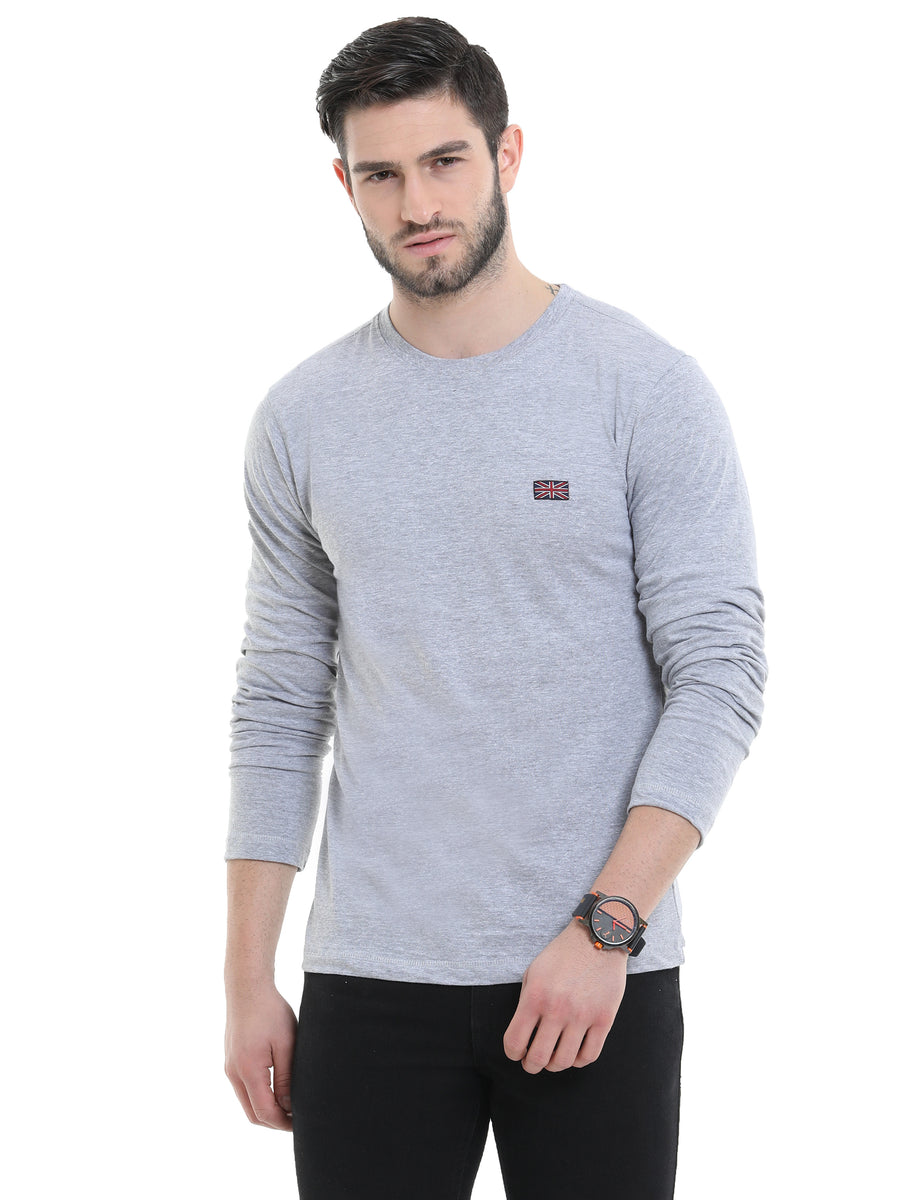 BU 09 Long Sleeve Round Neck T-Shirt - Grey Melange 1