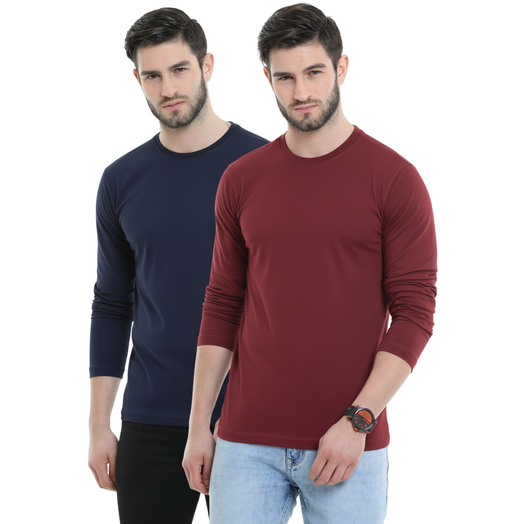 BU 09 full sleeve t-shirt pack of 2(Navy,Red)