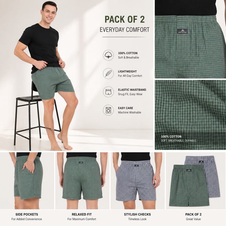 Boxer Shorts Pack of 2 (Colors may vary)