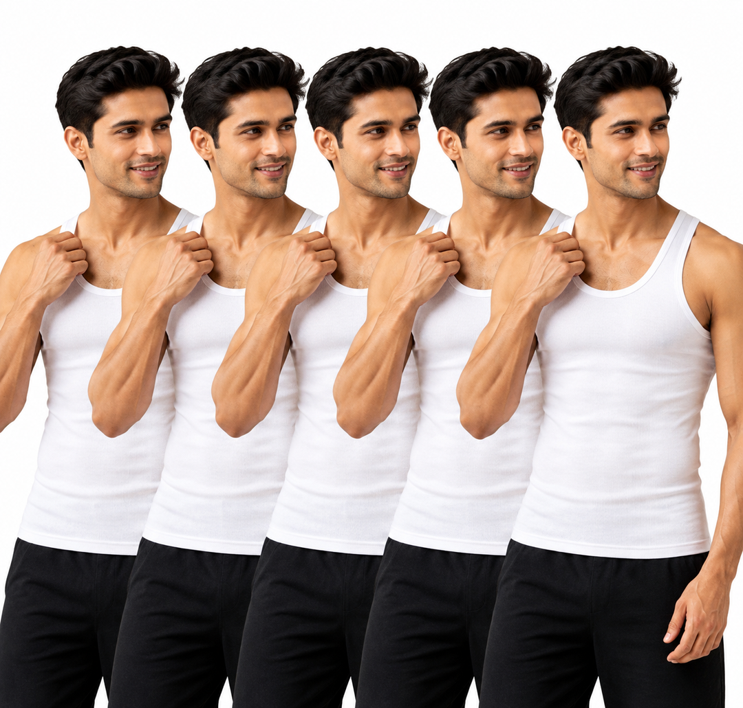 FMO White Sleeveless Vest (Pack of 5)