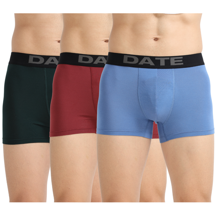 Date Modal Elastane Men's Trunks (Pack of 3)- Assorted