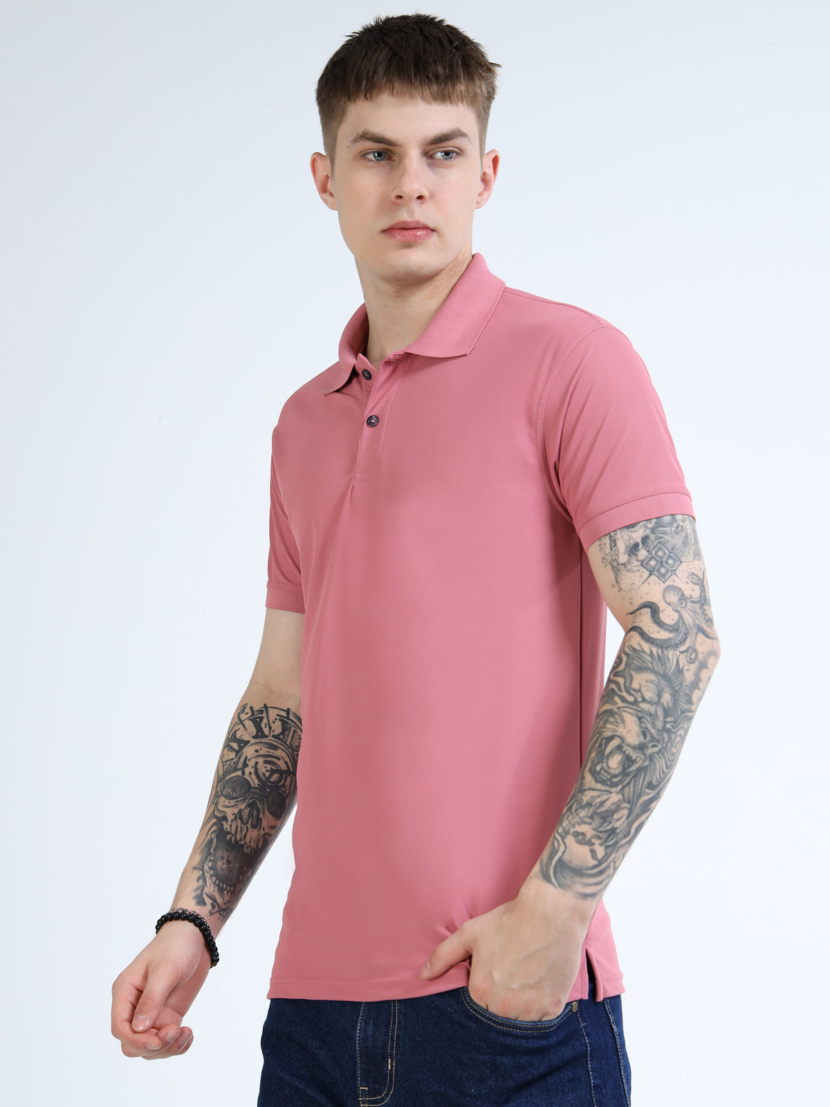 DK 01 polo t-shirt-Heather Rose