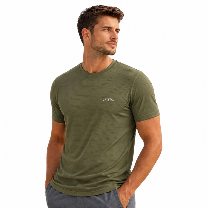 Driknit DK 05 Men’s Dry Knit Gym T-Shirt – Wrinkle Free, Sweat Absorbent, Quick Dry | Running, Training & Workout Tee - Olive Green