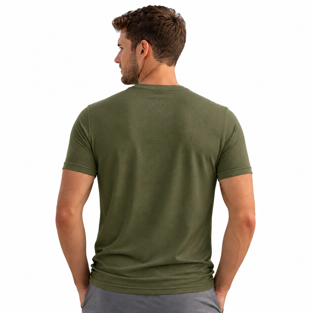 Driknit DK 05 Men’s Dry Knit Gym T-Shirt – Wrinkle Free, Sweat Absorbent, Quick Dry | Running, Training & Workout Tee - Olive Green