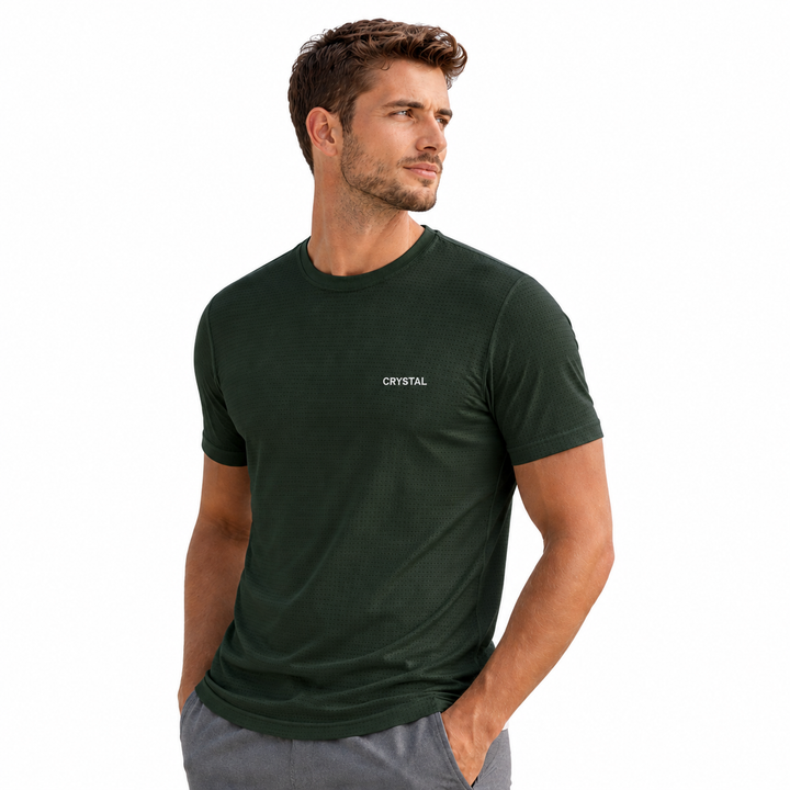 Driknit DK 05 Men’s Dry Knit Gym T-Shirt – Wrinkle Free, Sweat Absorbent, Quick Dry | Running, Training & Workout Tee - Pine Green