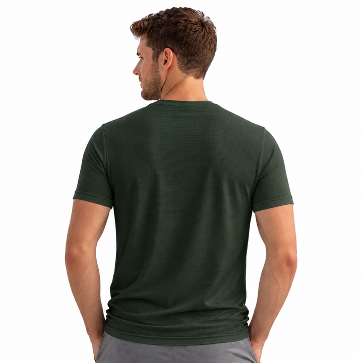 Driknit DK 05 Men’s Dry Knit Gym T-Shirt – Wrinkle Free, Sweat Absorbent, Quick Dry | Running, Training & Workout Tee - Pine Green