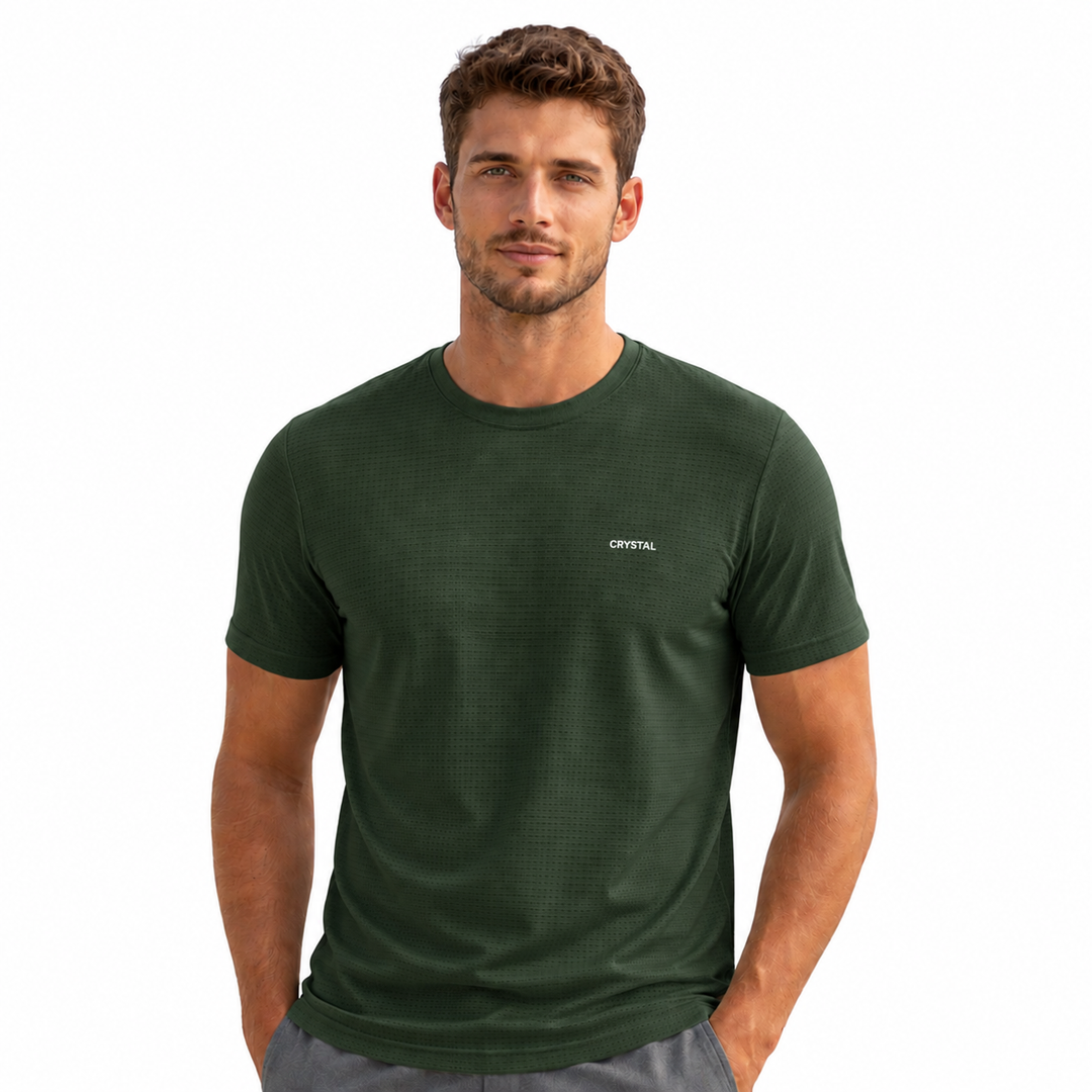 Driknit DK 05 Men’s Dry Knit Gym T-Shirt – Wrinkle Free, Sweat Absorbent, Quick Dry | Running, Training & Workout Tee - Pine Green
