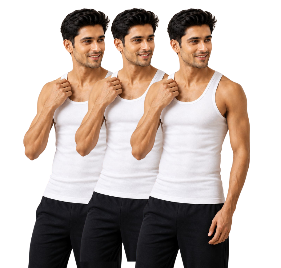 FMO White Sleeveless Vest (Pack of 3)