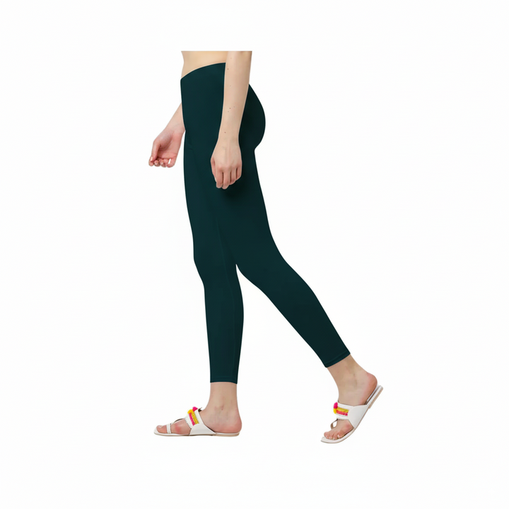 Ankle Length Cotton Elastane  Leggings - Airforce Navy