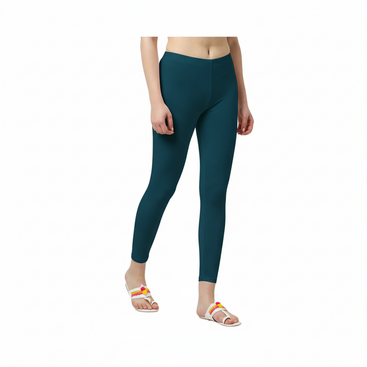 Ankle Length Cotton Elastane  Leggings - Airforce Navy