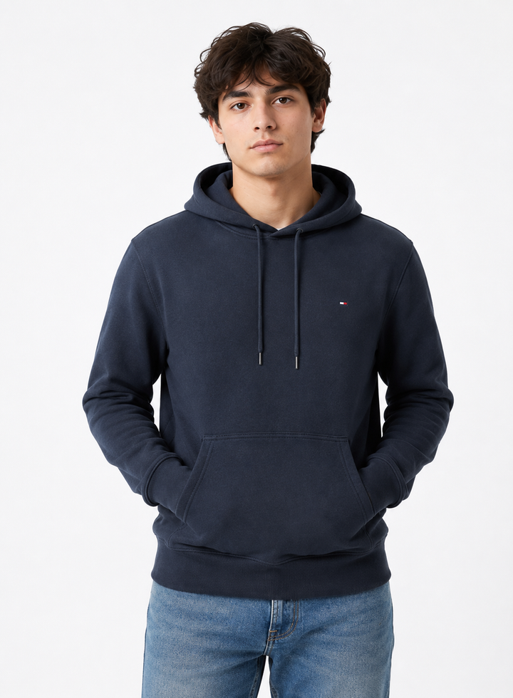 FMO Men’s Heavyweight Fleece Hoodie – Premium Soft Cotton-Blend Pullover Sweatshirt with Drawstring Hood and Kangaroo Pocket for Winter-Navy