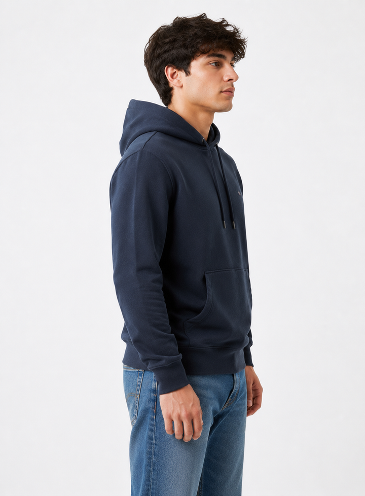 FMO Men’s Heavyweight Fleece Hoodie – Premium Soft Cotton-Blend Pullover Sweatshirt with Drawstring Hood and Kangaroo Pocket for Winter-Navy