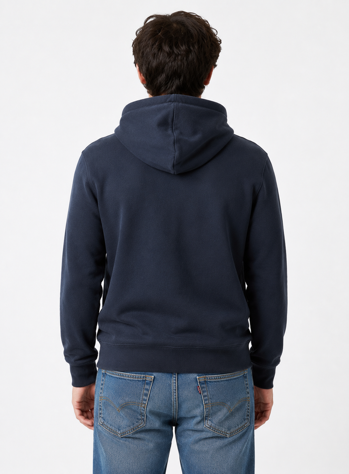 FMO Men’s Heavyweight Fleece Hoodie – Premium Soft Cotton-Blend Pullover Sweatshirt with Drawstring Hood and Kangaroo Pocket for Winter-Navy