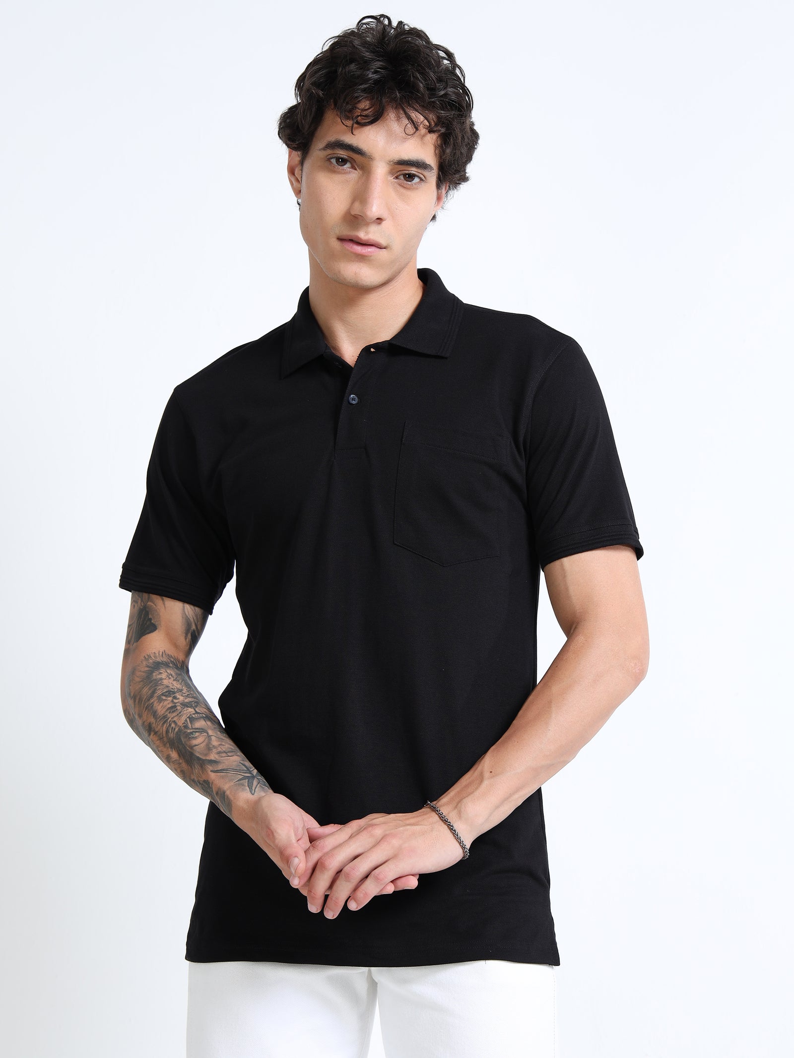 LE 21 Polo T-shirt with Pocket-Black