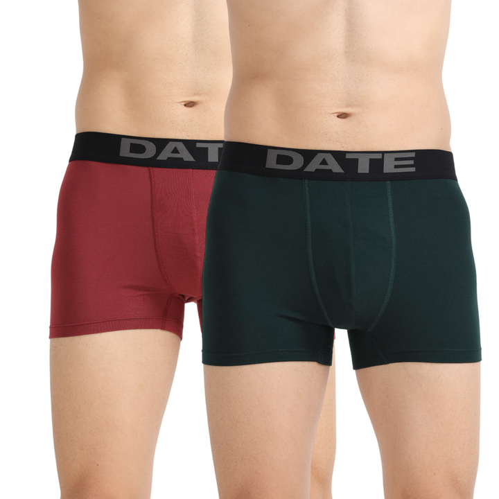 Date Modal Elastane Men's Trunks (Pack of 2)- Assorted