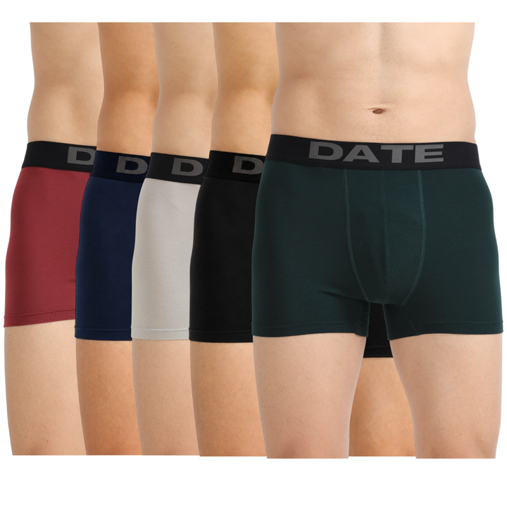 Date Modal Elastane Men's Trunks (Pack of 5)- Assorted