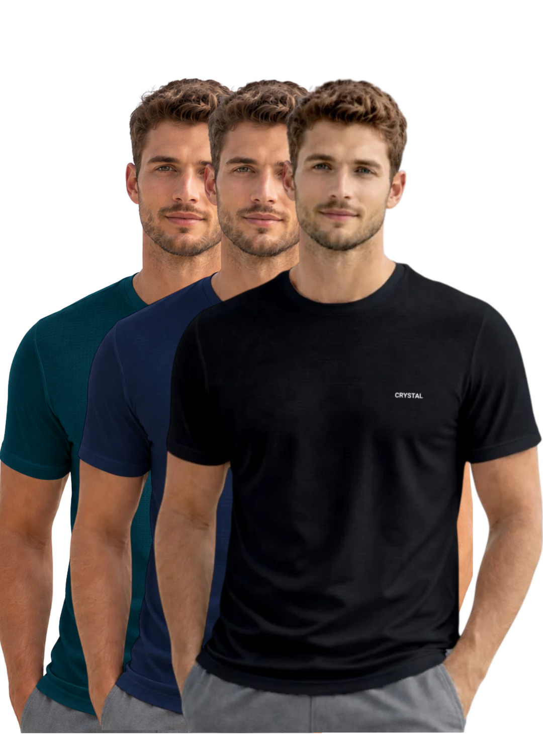 DK 05 Men’s Dry Knit Gym T-ShirDriknit t  3 Pcs Pack– Wrinkle Free, Sweat Absorbent, Quick Dry | Running, Training & Workout Tee -(Black, Navy, Air force Navy)