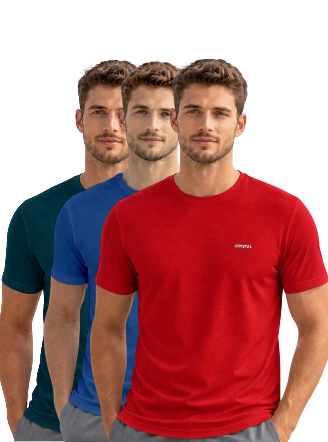 DK 05 Men’s Dry Knit Gym T-ShirDriknit t  3 Pcs Pack– Wrinkle Free, Sweat Absorbent, Quick Dry | Running, Training & Workout Tee -(Red, Turquoise blue, Airforce navy)