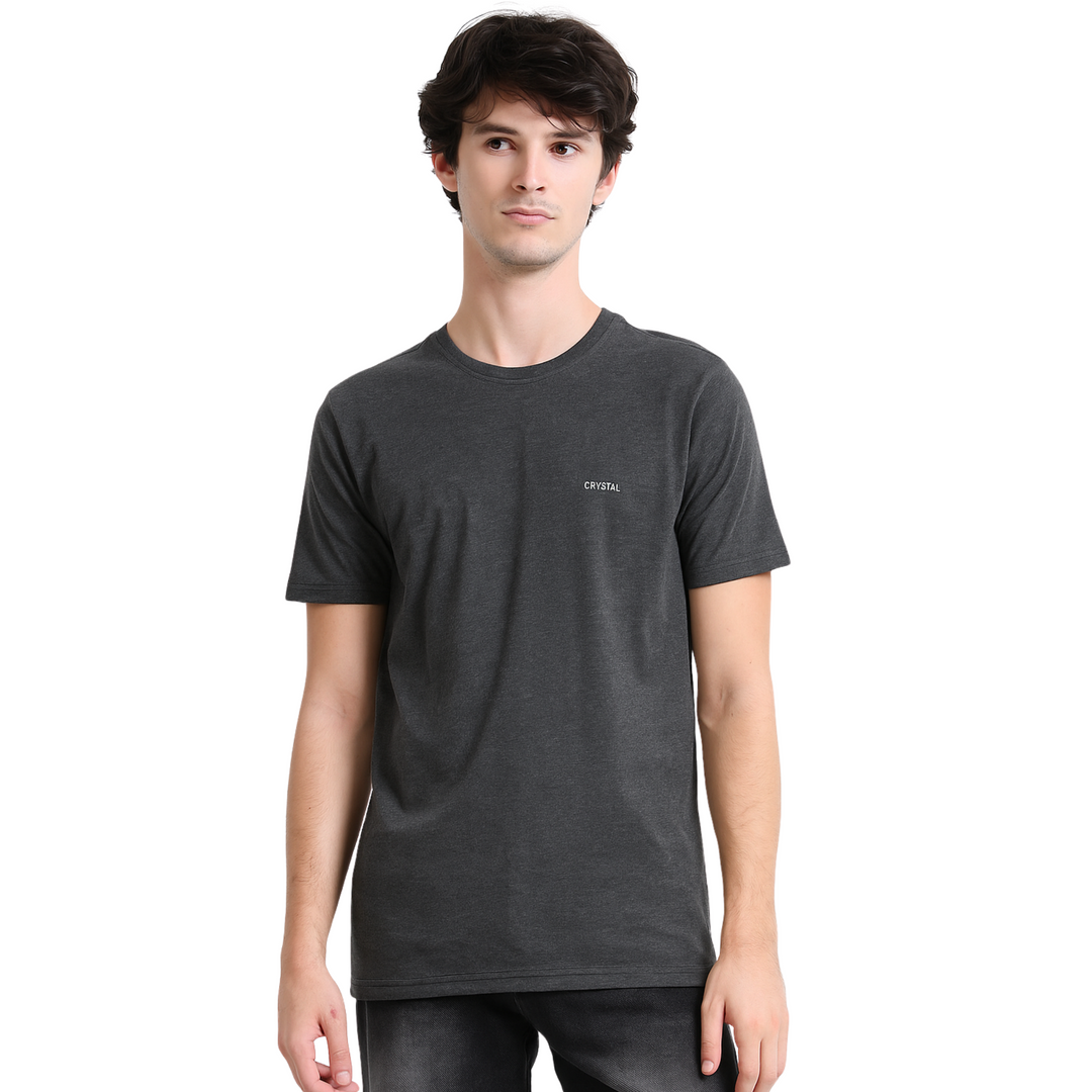 BU 07 Basic T- shirt  (Pack of 3) -(Black,Grey Melange,Charcoal Melange)