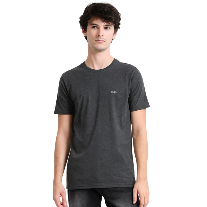 BU 07 Basic T- shirt  (Pack of 3) -(Black,Grey Melange,Charcoal Melange)