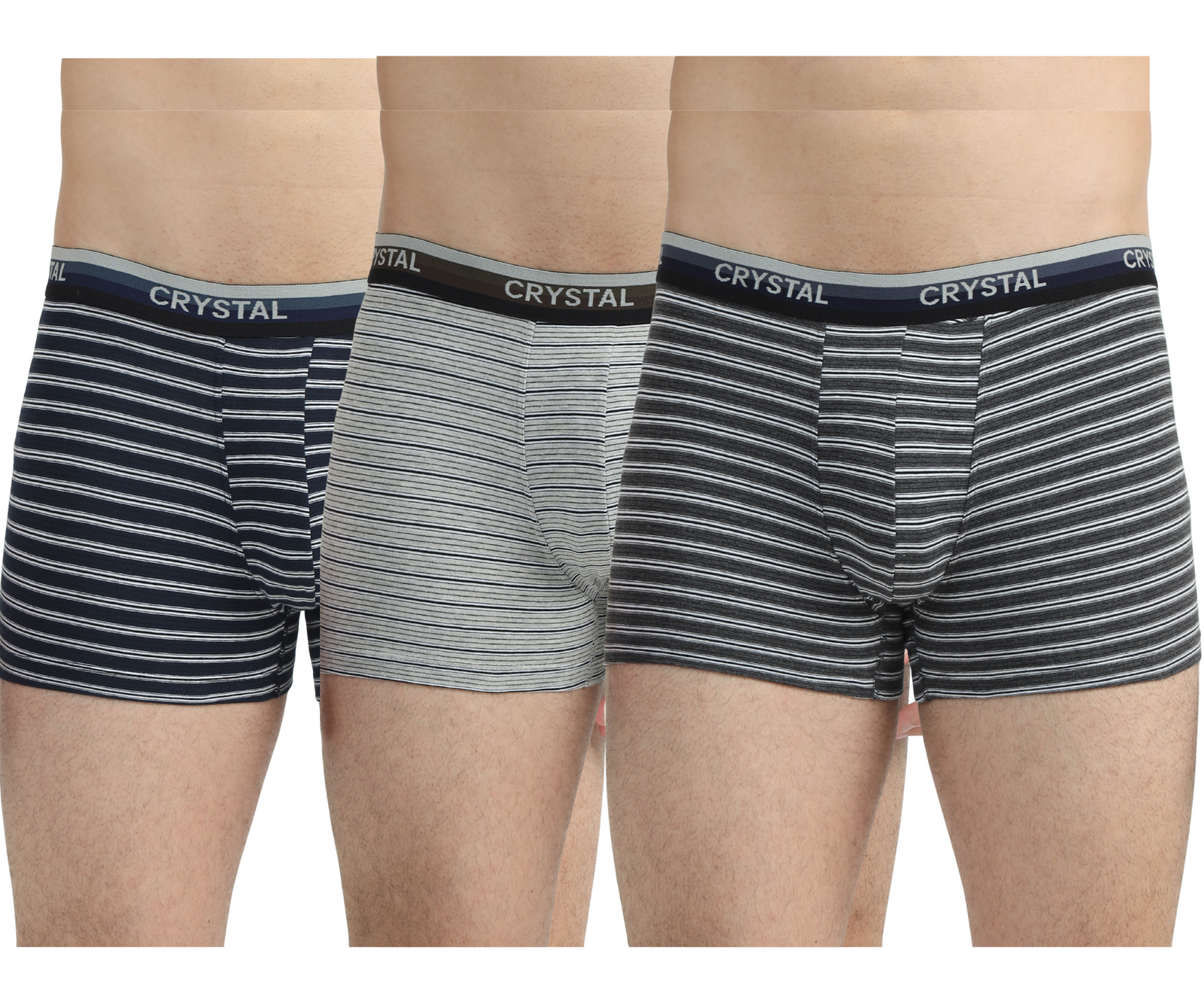 Stripo Cotton Elastane Stretch Trunks - Assorted (Pack of 3)