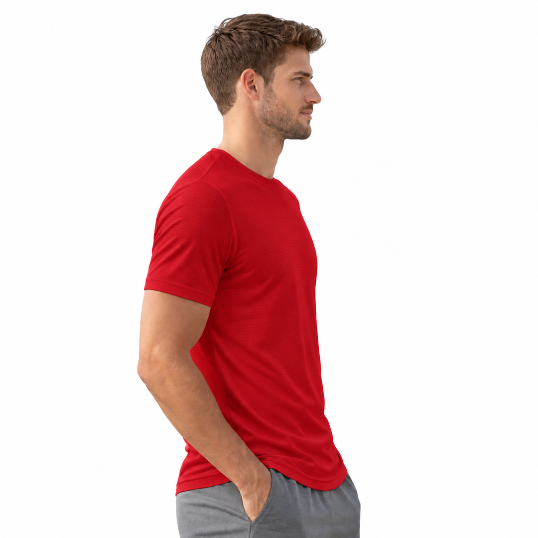 Driknit DK 05 Men’s Dry Knit Gym T-Shirt  3 Pcs Pack– Wrinkle Free, Sweat Absorbent, Quick Dry | Running, Training & Workout Tee -(Dark grey, Navy, Red)