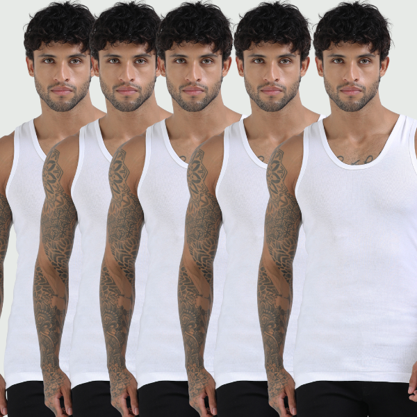CA 302 Rib Sleeveless Vest RN (Pack of 5)