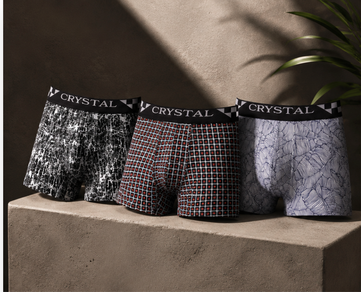 Hola Cotton Elastane Stretch  Trunks  - Assorted (Pack of 3)
