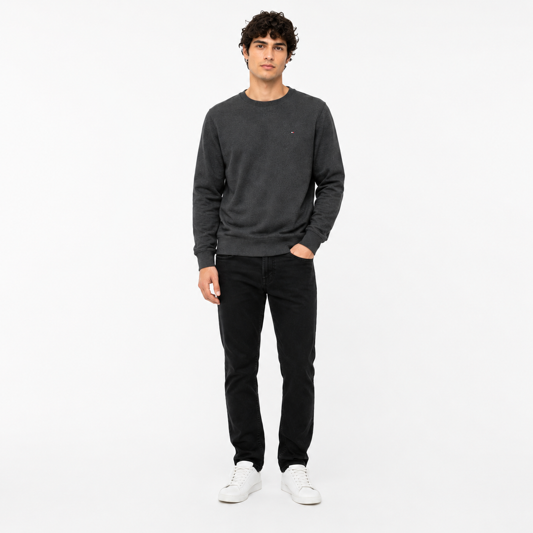 FMO Men's Heavyweight Loopknit Sweatshirt – Premium Heavy Fabric Crew Neck Pullover, Thermal Warm Winter Casual Long Sleeve Fleece Tops- Charcoal