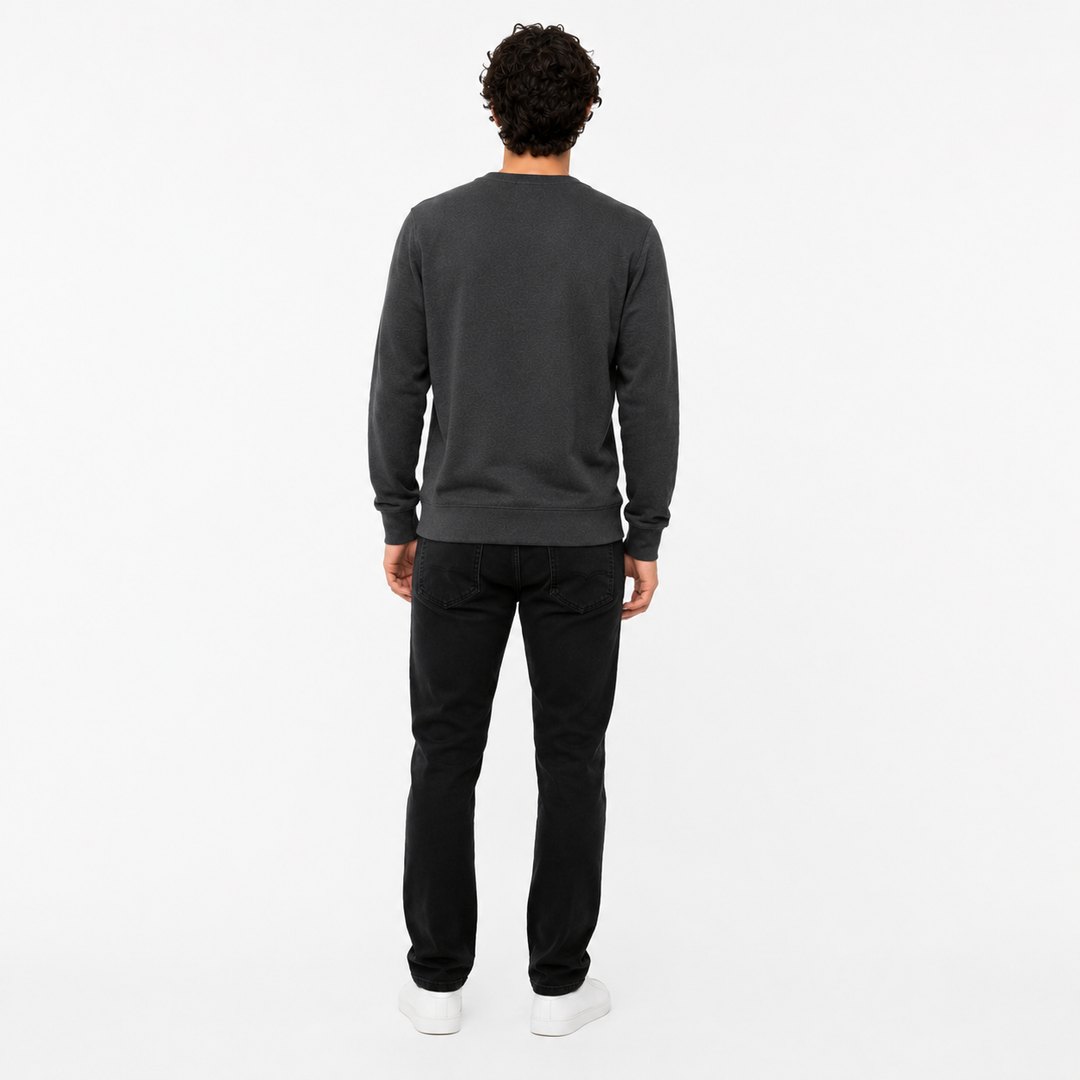FMO Men's Heavyweight Loopknit Sweatshirt – Premium Heavy Fabric Crew Neck Pullover, Thermal Warm Winter Casual Long Sleeve Fleece Tops- Charcoal