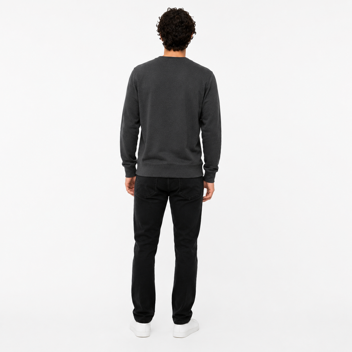 FMO Men's Heavyweight Loopknit Sweatshirt – Premium Heavy Fabric Crew Neck Pullover, Thermal Warm Winter Casual Long Sleeve Fleece Tops- Charcoal