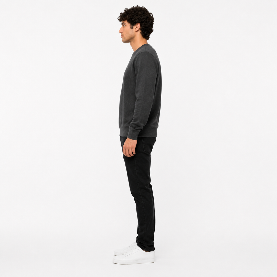 FMO Men's Heavyweight Loopknit Sweatshirt – Premium Heavy Fabric Crew Neck Pullover, Thermal Warm Winter Casual Long Sleeve Fleece Tops- Charcoal