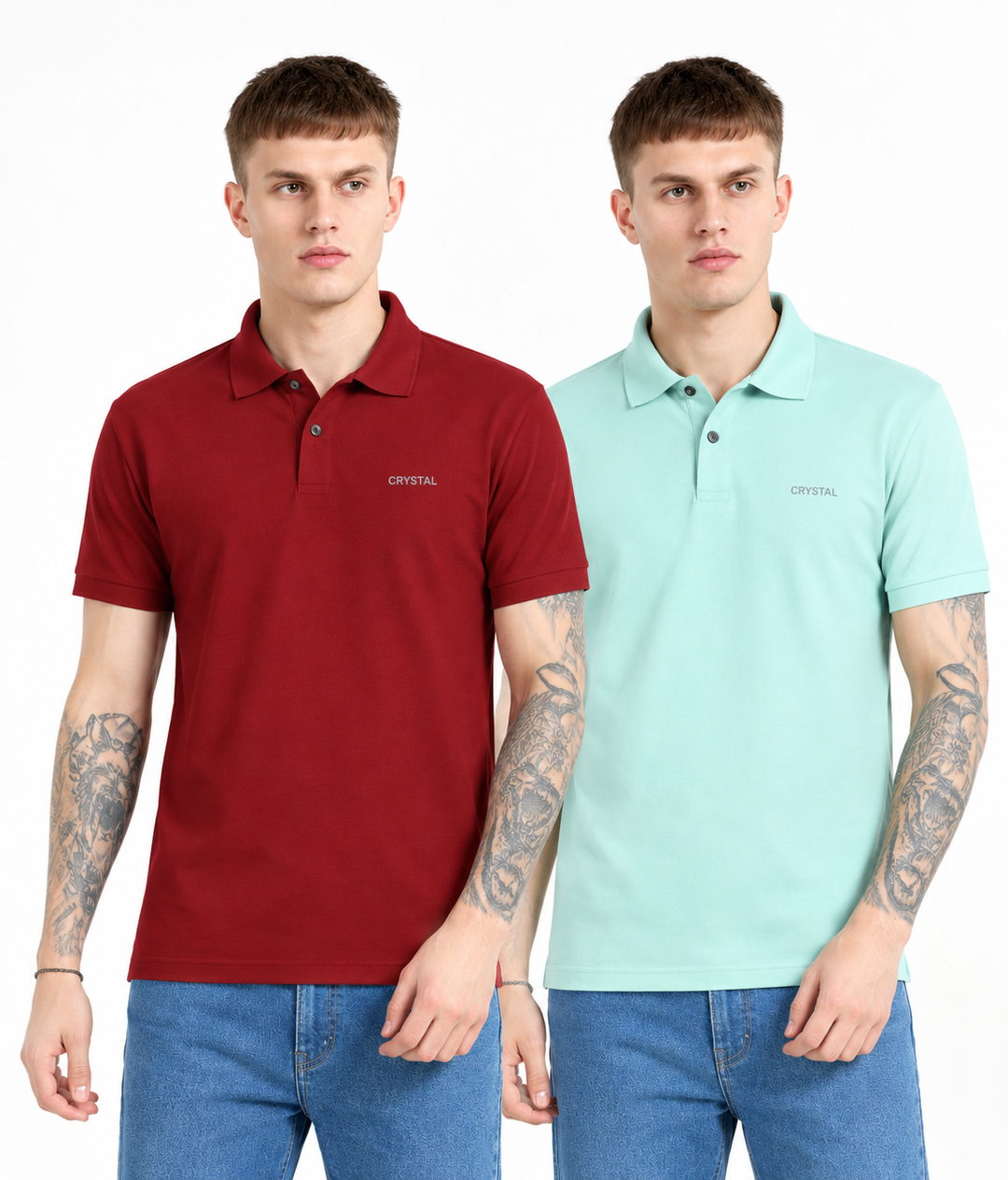 DK 01 Driknit Microfiber Polo Tshirt (Pack of 2)- (Mint, French Wine)