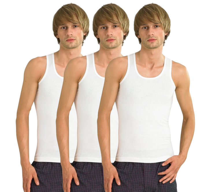 FMO White Sleeveless Vest (Pack of 3)