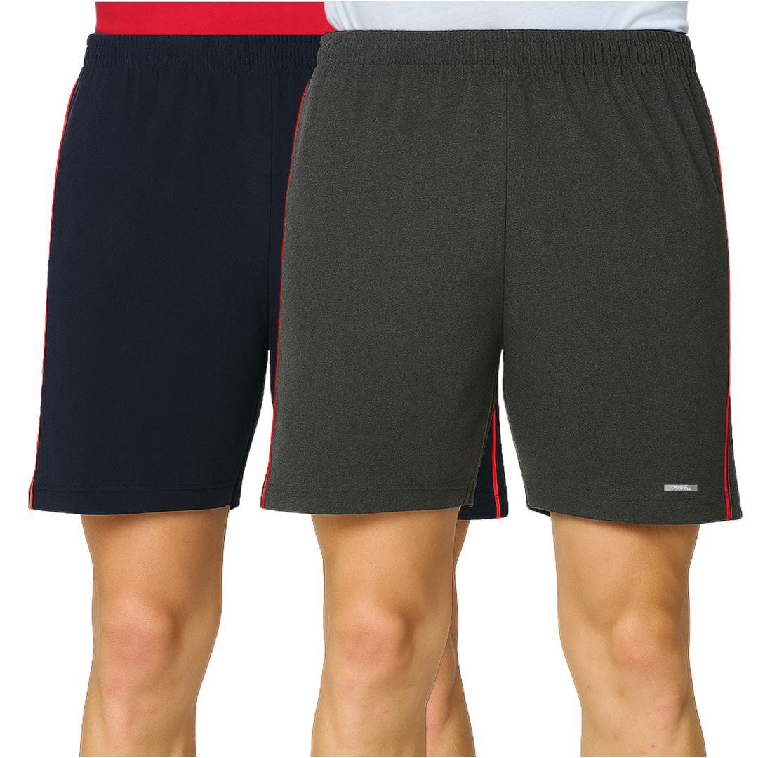 Knit Shorts - (Navy , Charcoal Melange)