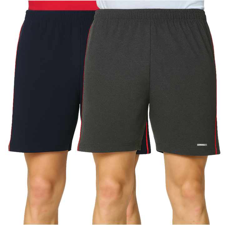 Knit Shorts - (Navy , Charcoal Melange)