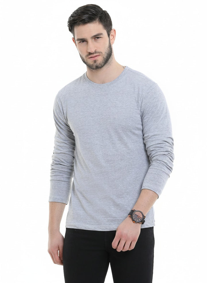 Men’s Cotton Rich Long Sleeve Round Neck T-Shirt 2 Pcs Pack– Soft, Breathable & Comfortable Everyday Wear