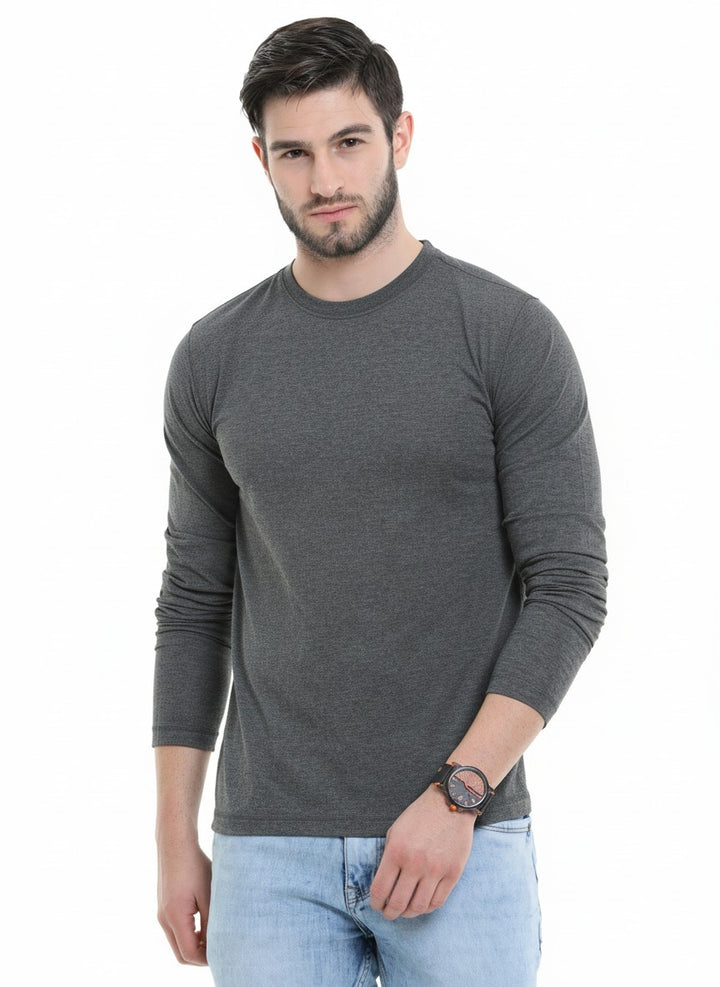 Men’s Cotton Rich Long Sleeve Round Neck T-Shirt 2 Pcs Pack– Soft, Breathable & Comfortable Everyday Wear