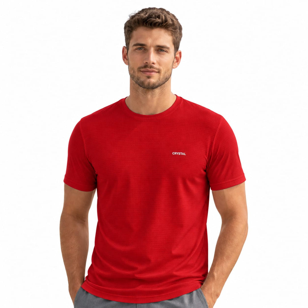 Driknit DK 05 Men’s Dry Knit Gym T-Shirt  3 Pcs Pack– Wrinkle Free, Sweat Absorbent, Quick Dry | Running, Training & Workout Tee -(Dark grey, Navy, Red)