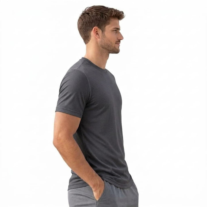 Driknit DK 05 Men’s Dry Knit Gym T-Shirt  3 Pcs Pack– Wrinkle Free, Sweat Absorbent, Quick Dry | Running, Training & Workout Tee -(Dark grey, Navy, Red)