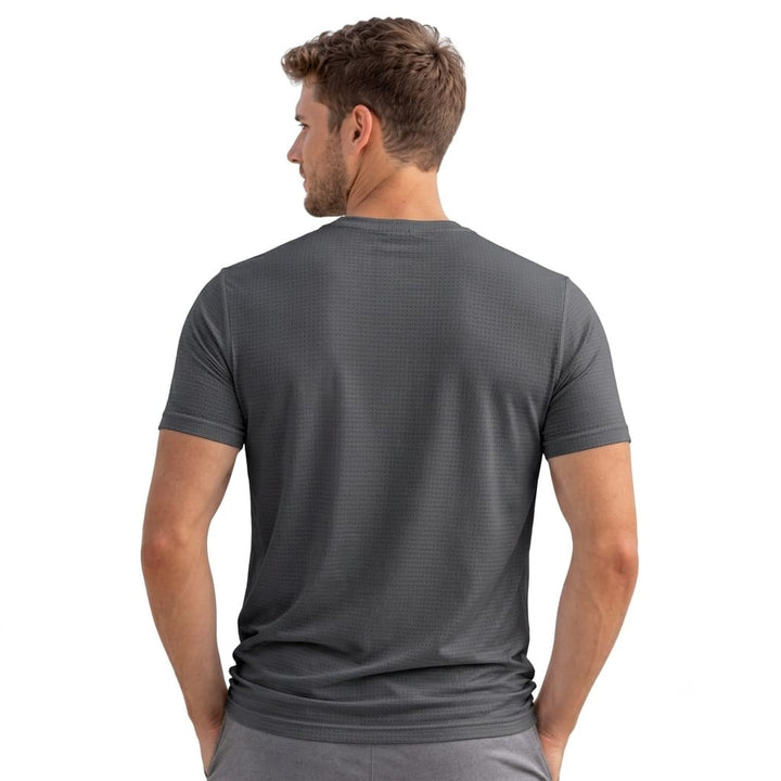 Driknit DK 05 Men’s Dry Knit Gym T-Shirt  3 Pcs Pack– Wrinkle Free, Sweat Absorbent, Quick Dry | Running, Training & Workout Tee -(Dark grey, Navy, Red)